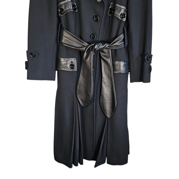 Teresa Tardia Wool Blend Black Belted Midi Fit and Flare Jacket - Picture 8 of 15